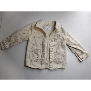 Old Navy Toddler Girls Cream Floral Cotton Twill Utility Jacket Chore Coat 3T